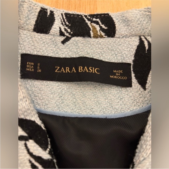 Zara Basic Floral Jacquard Coat Size Small Black White Structured - Picture 7 of 11